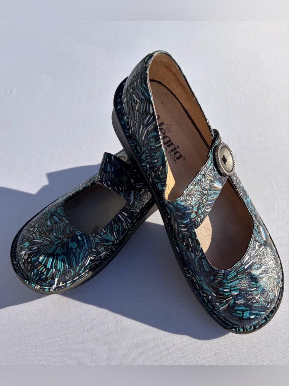 Alegria Paloma Mary Jane Blue Speckled Mosaic Print (EU 39 / US 9)